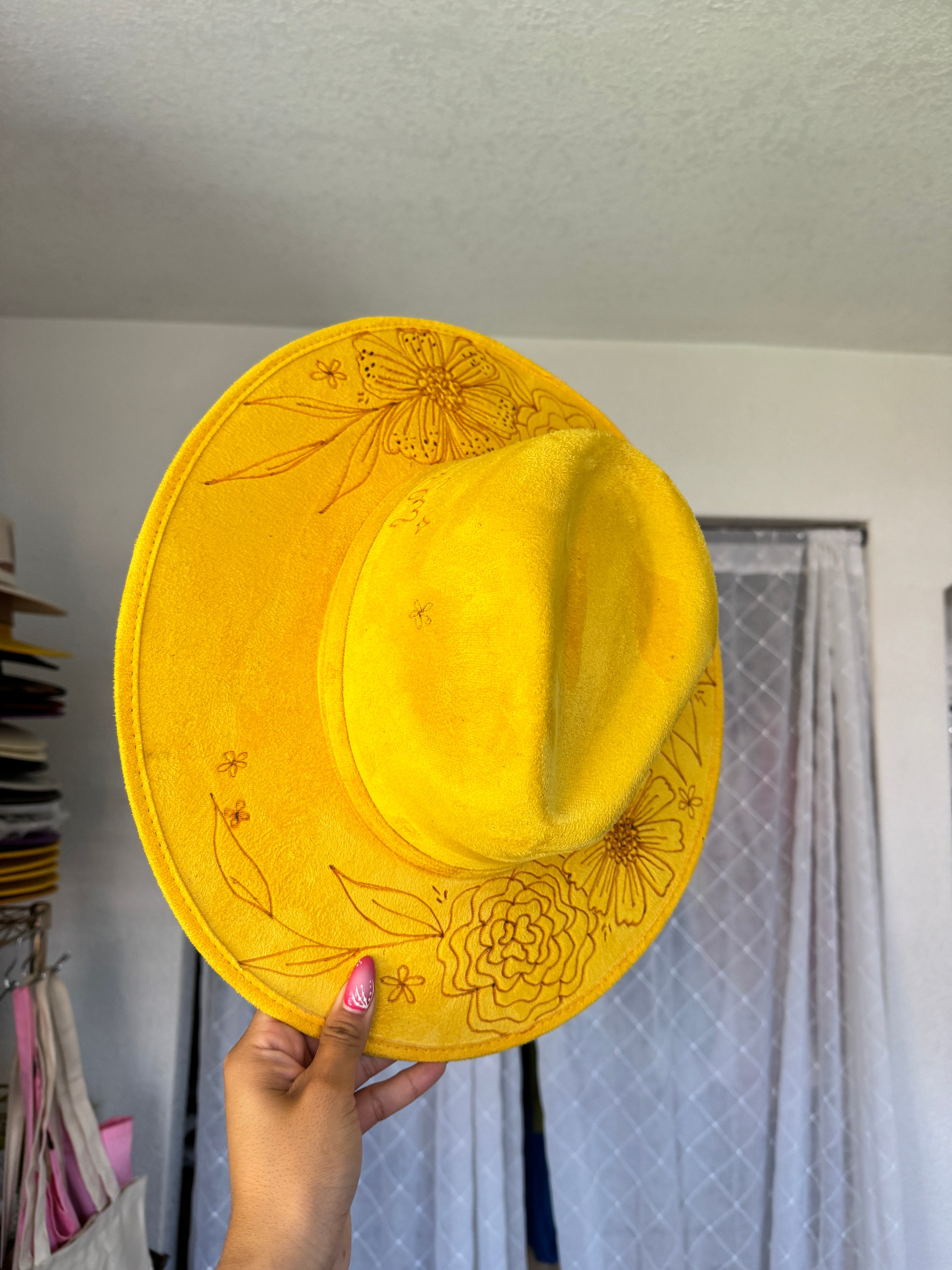 Simply Branded Large Yellow Fedora V Suede