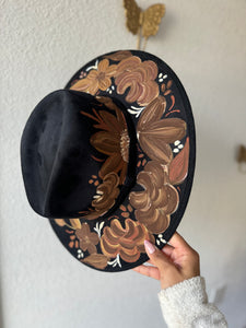 Medium Black Brown Floral Fedora