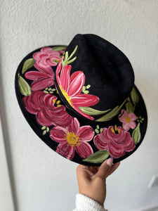 Medíum Black Floral Fedora