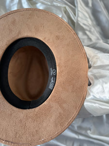 Large Tan Fedora with Cactus Pearl