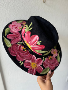 Medíum Black Floral Fedora