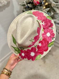 Medium White Hand Painted Fedora