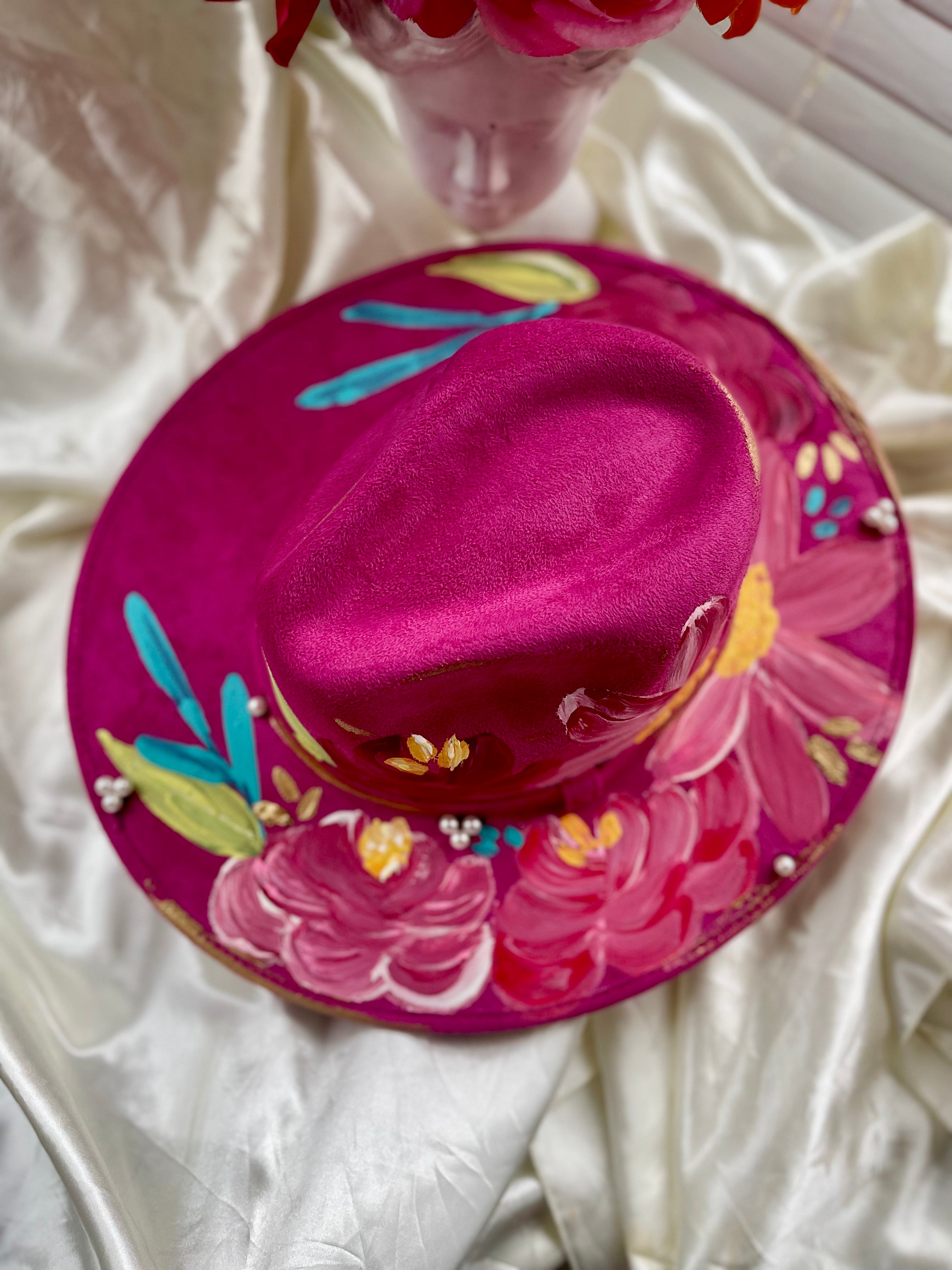 Large Suede:  Hand Painted Hat