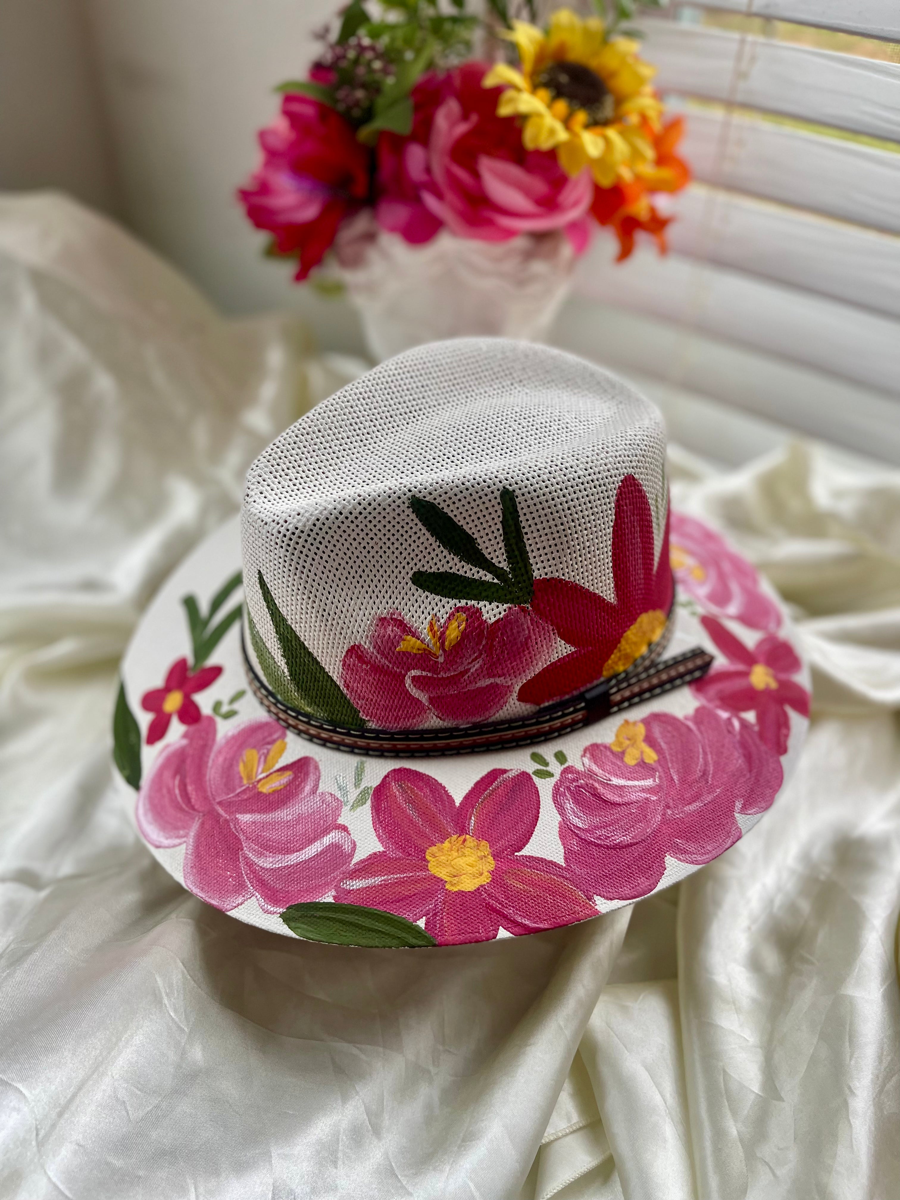 Small Straw Hand Painted Hat