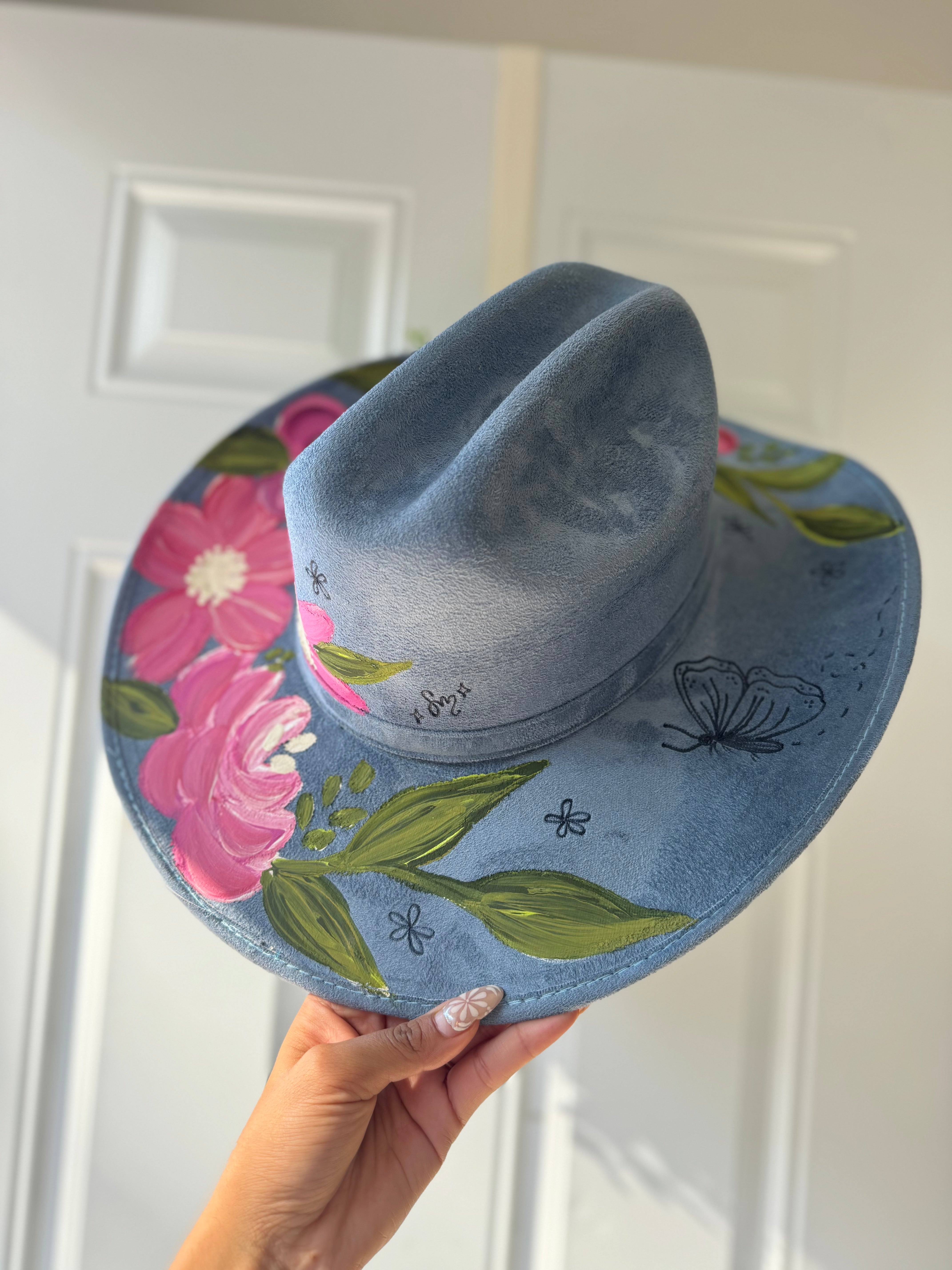 Large Burned Butterfly Vegan Suede Cowgirl