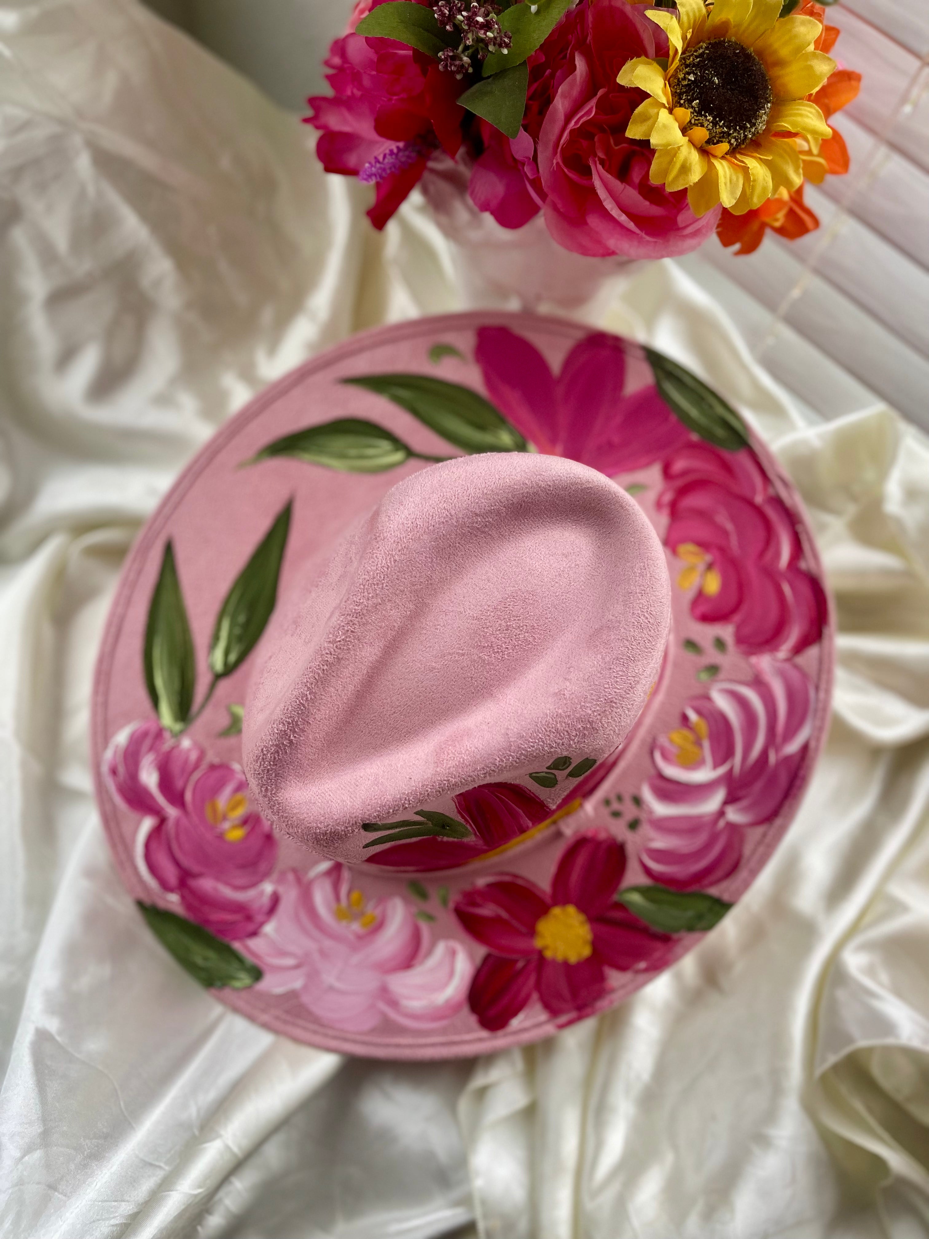 Large Suede:  Hand Painted Hat