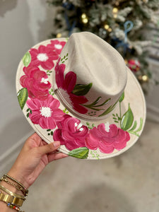 Medium White Hand Painted Fedora