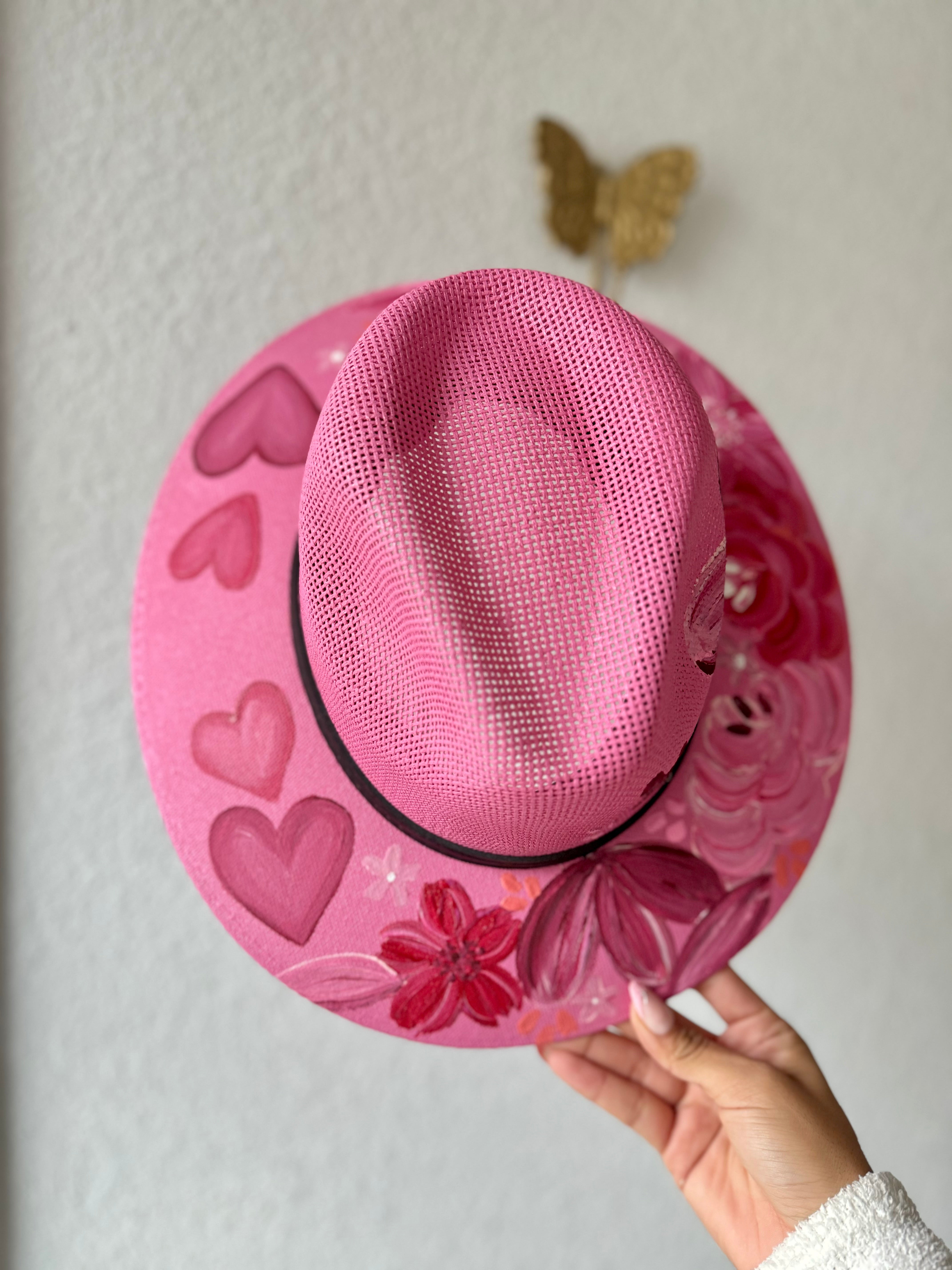 Medum Pink Straw Hat Explorer Style