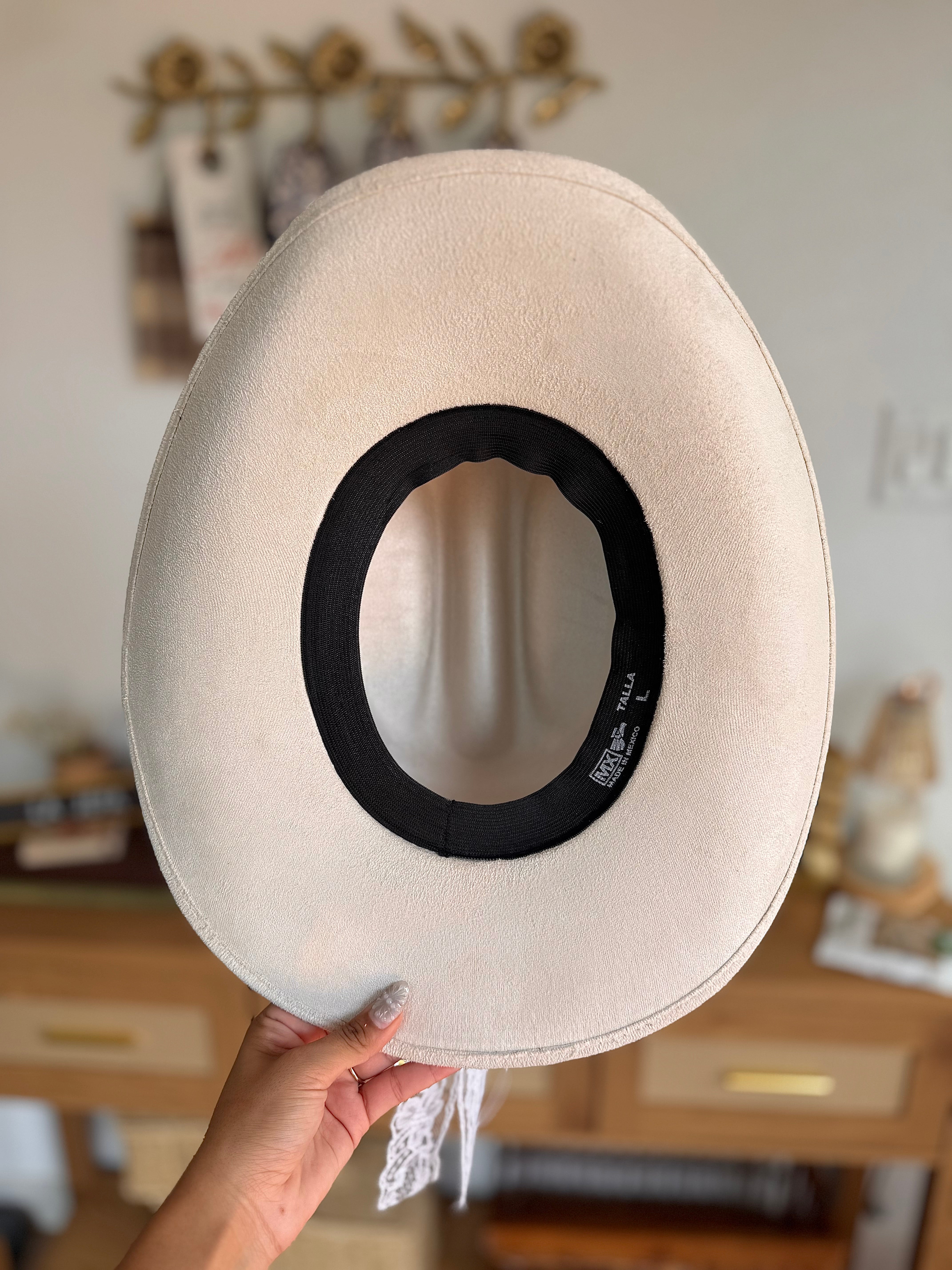 Large Vegan Suede Cowgirl Hat- Simply Bridal