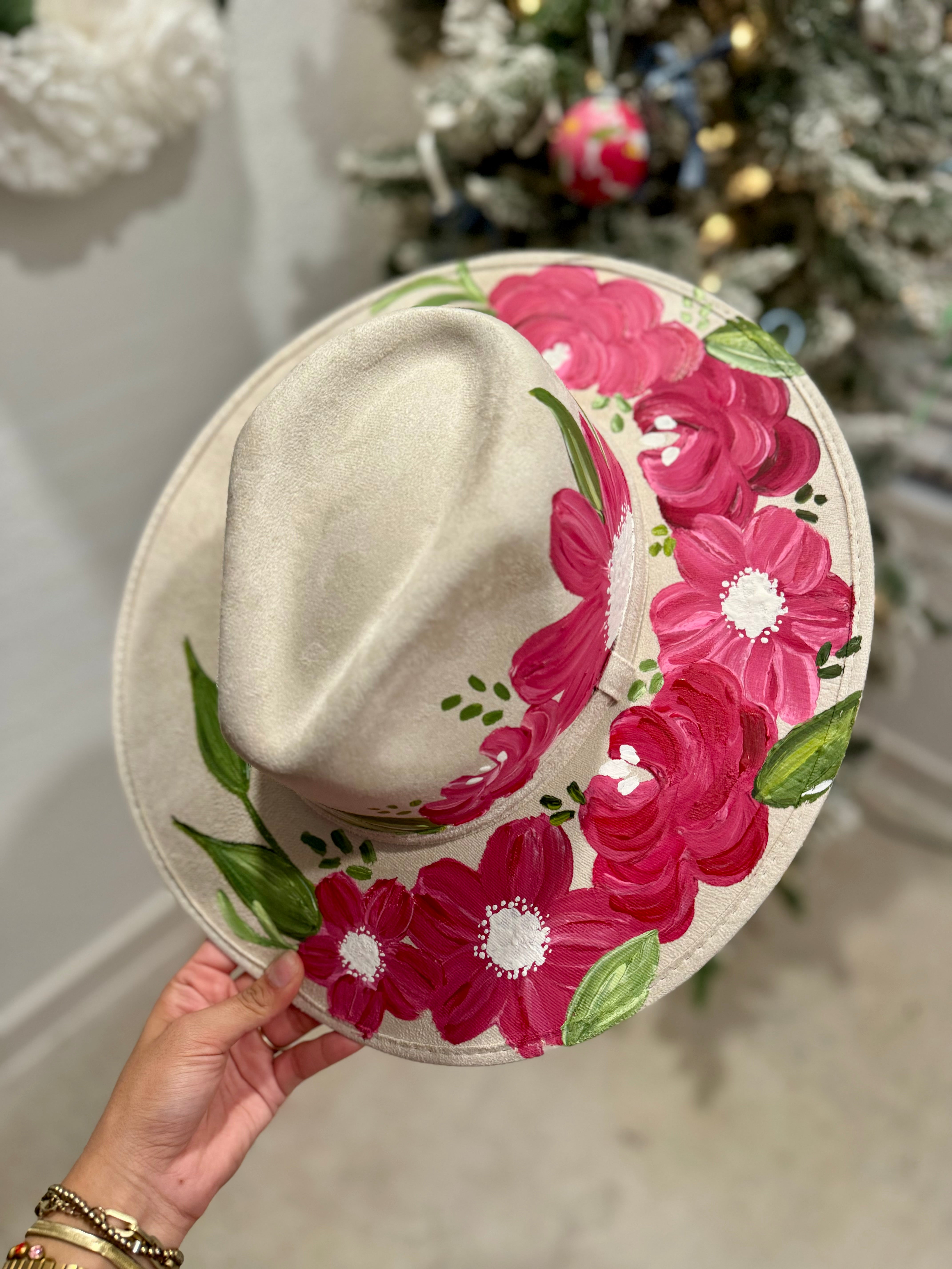 Medium White Hand Painted Fedora