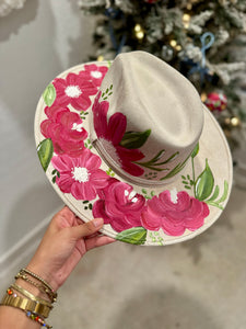 Medium White Hand Painted Fedora