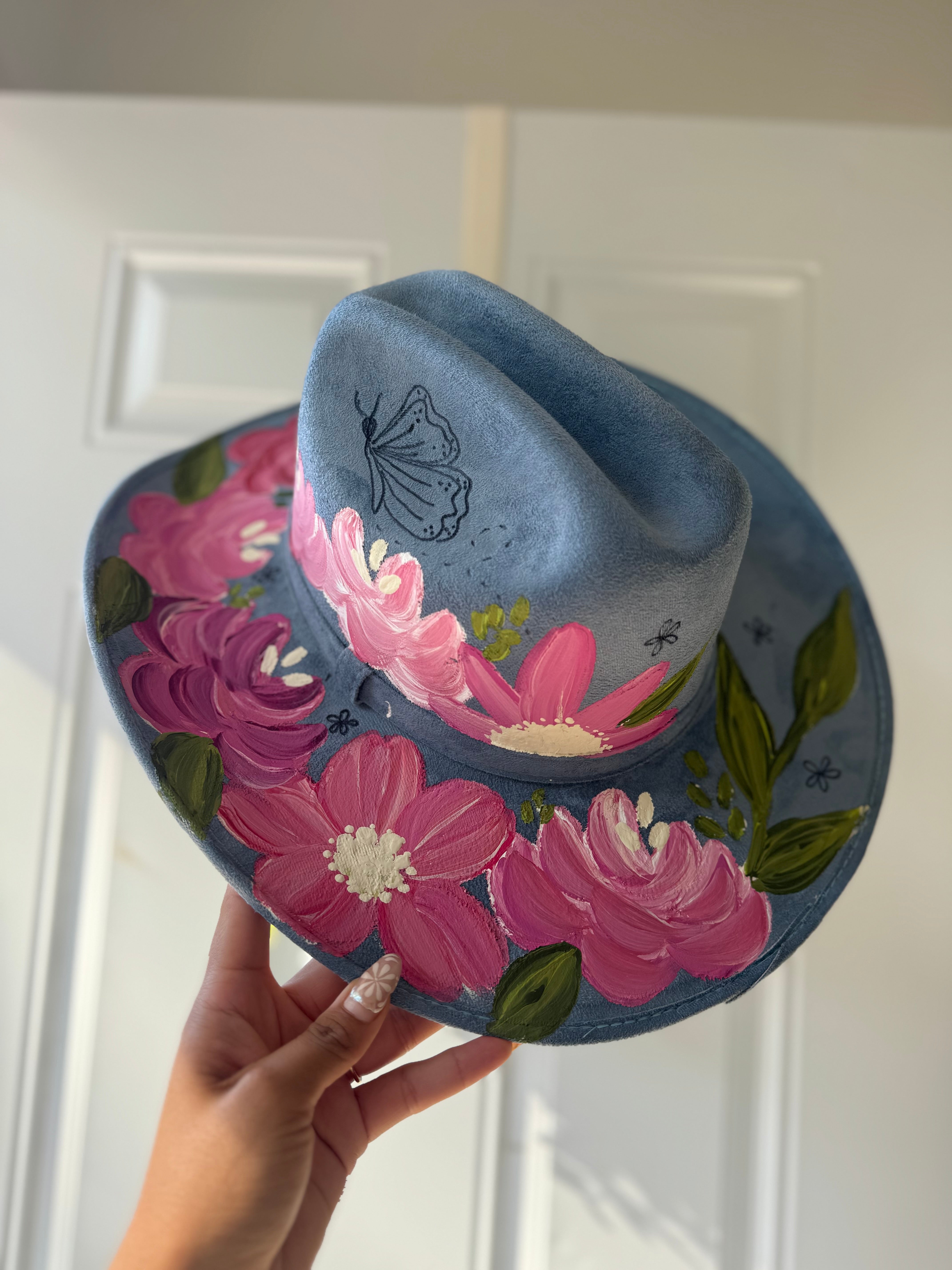 Large Burned Butterfly Vegan Suede Cowgirl