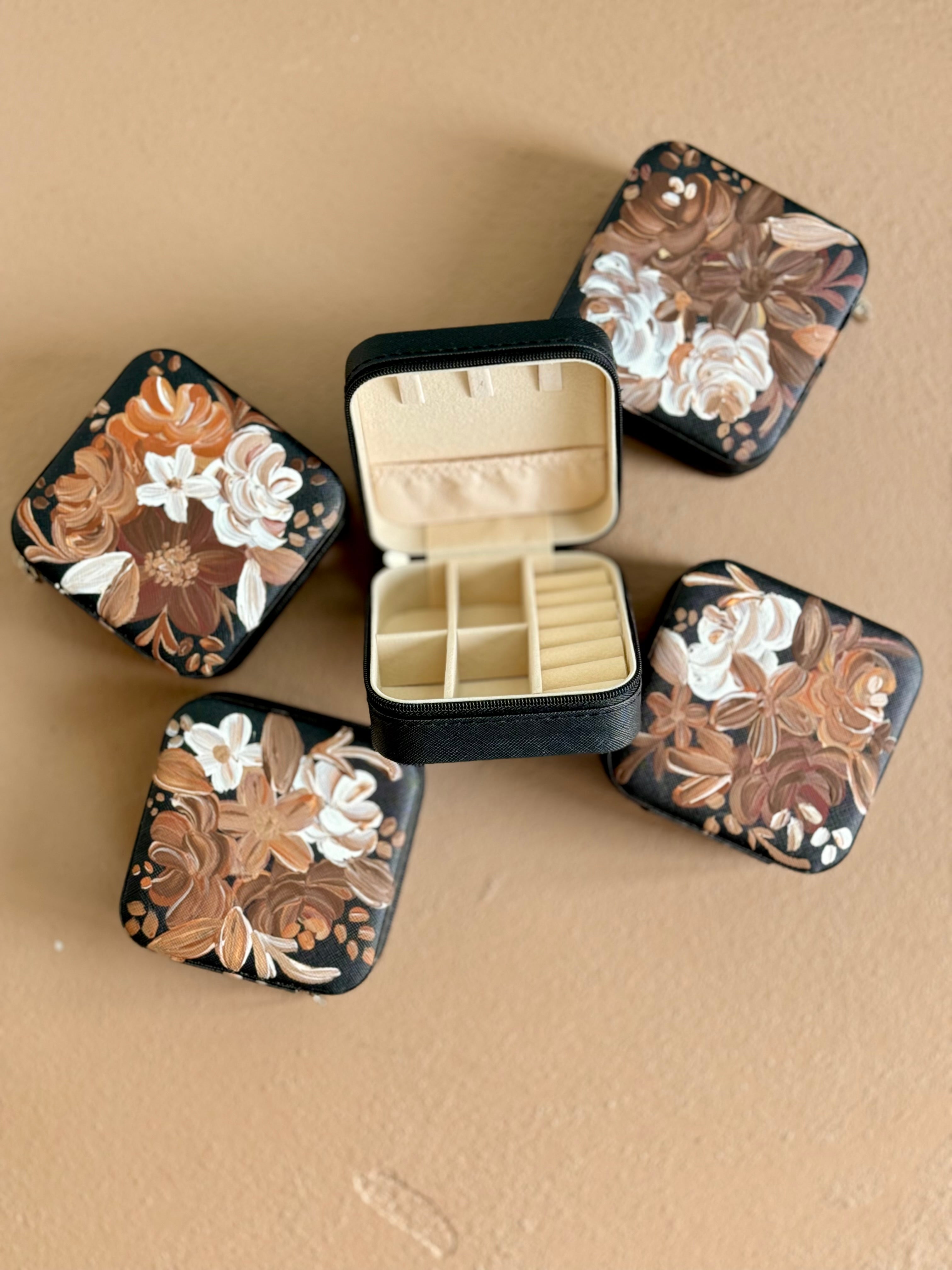 Black Handpainted Jewelry Box