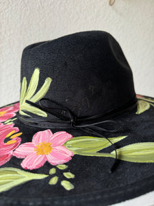 Medíum Black Floral Fedora