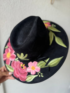 Medíum Black Floral Fedora