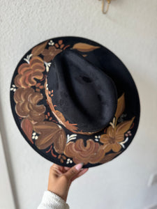 Medium Black Brown Floral Fedora