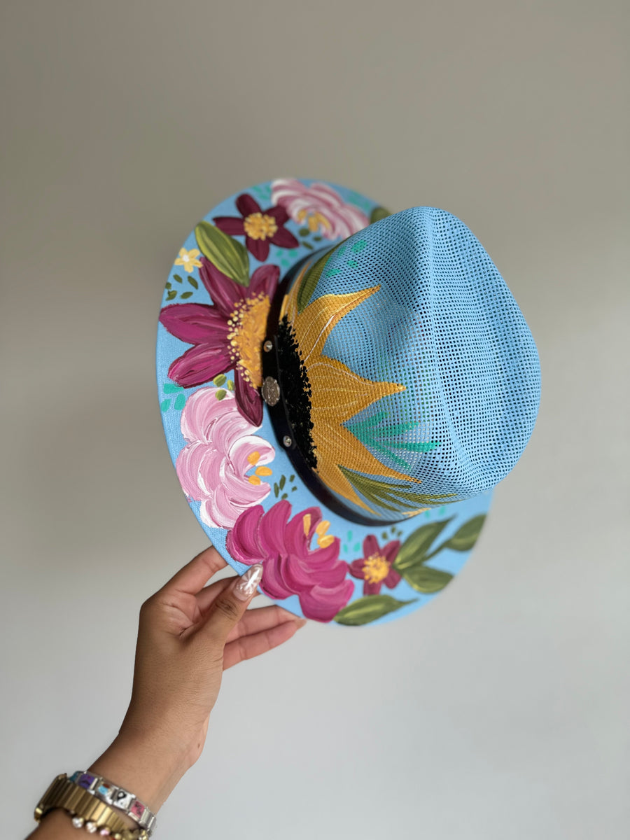 Spring Staw Hat Light Blue Spring Straw Hat Large β simply mexicana tx