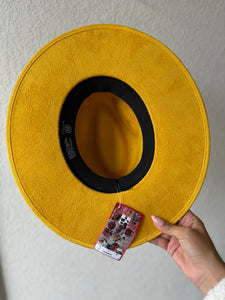 Medíum Mustard Floral Fedora