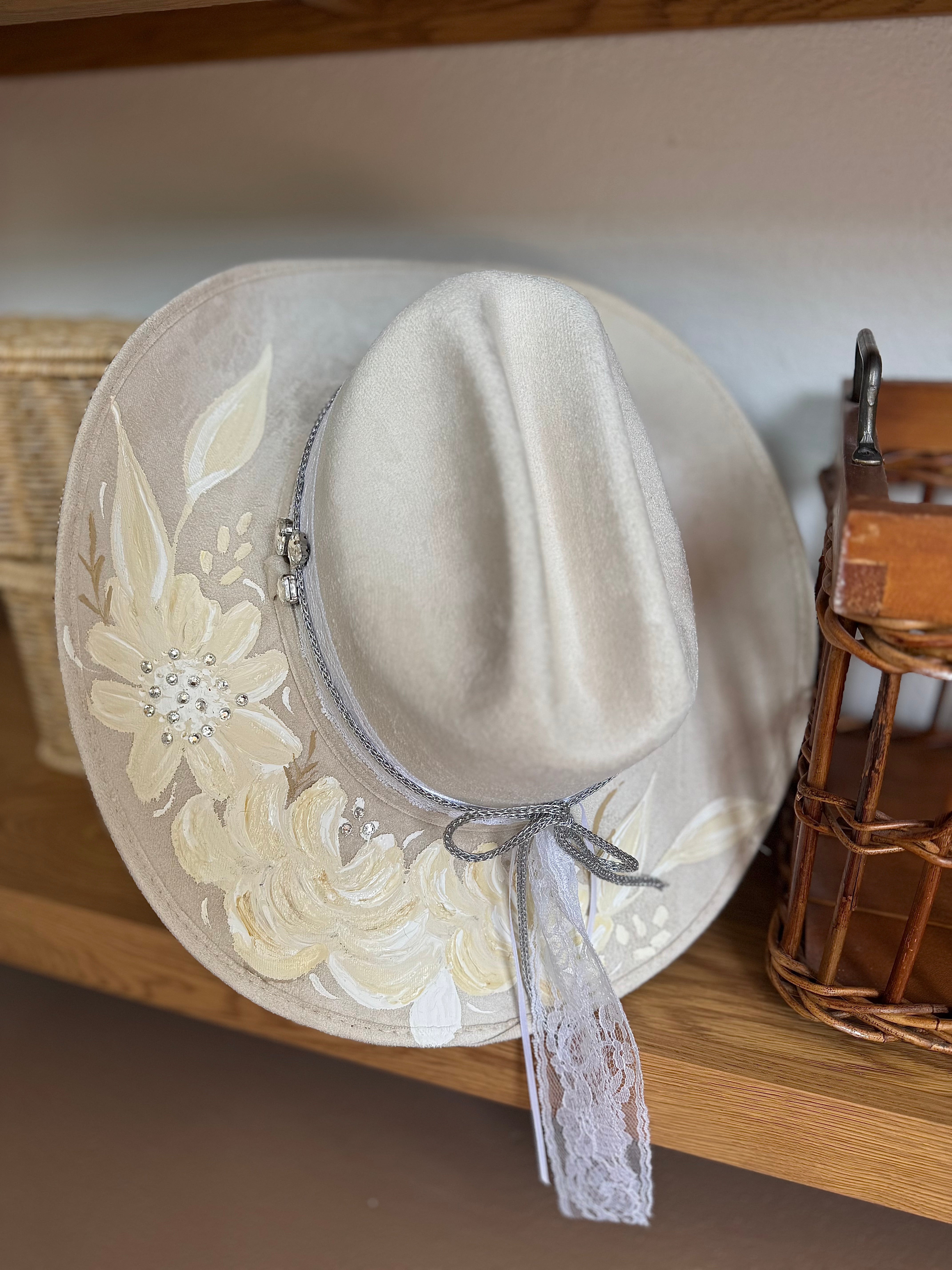 Large Vegan Suede Cowgirl Hat- Simply Bridal