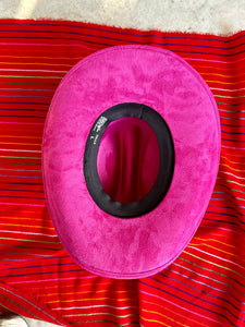 Large Pink Cactus Vegan Suede Cowgirl with Faux Pearls