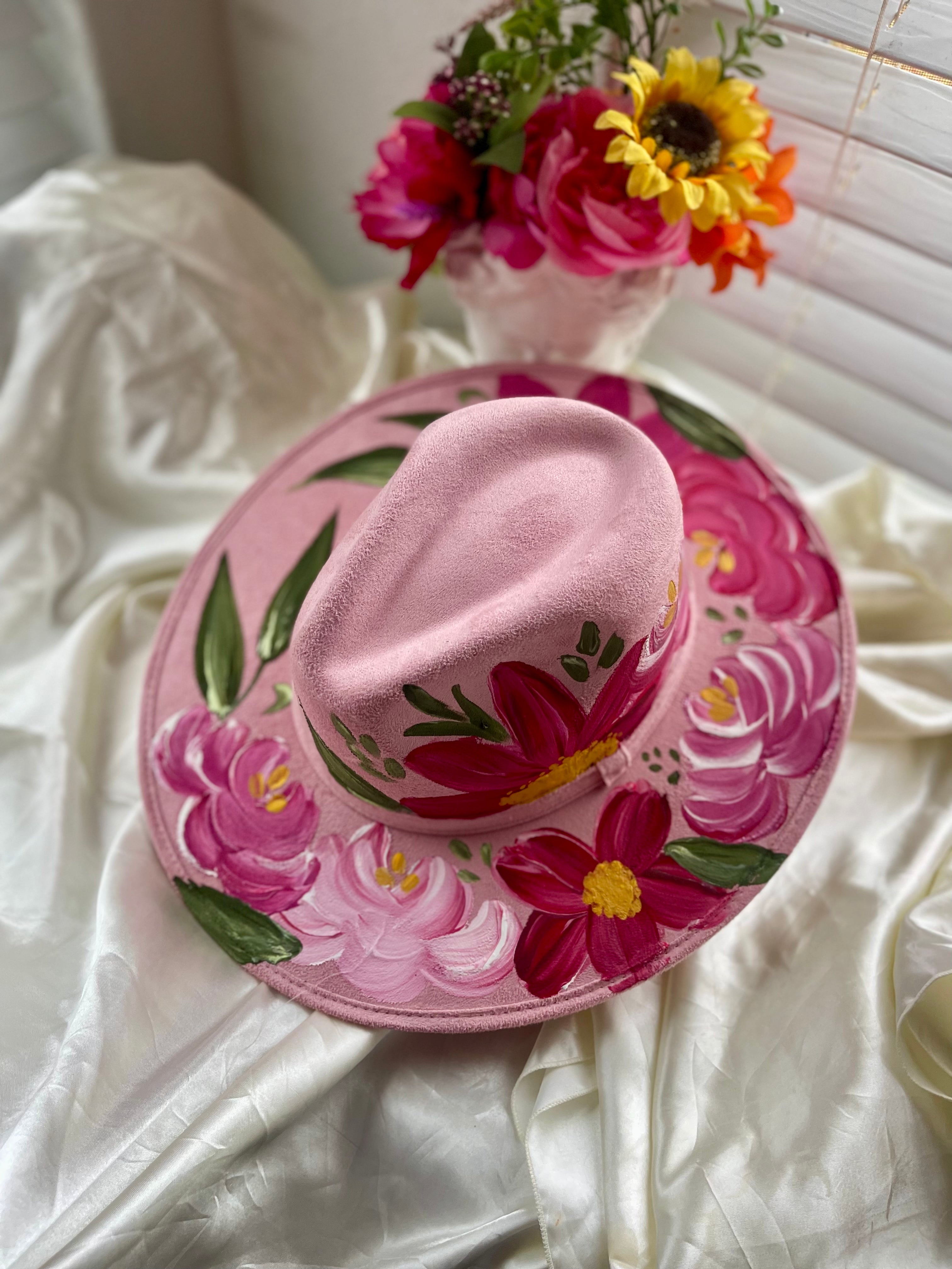 Large Suede:  Hand Painted Hat