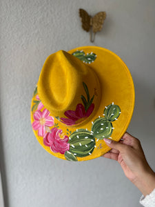 Medíum Mustard Floral Fedora