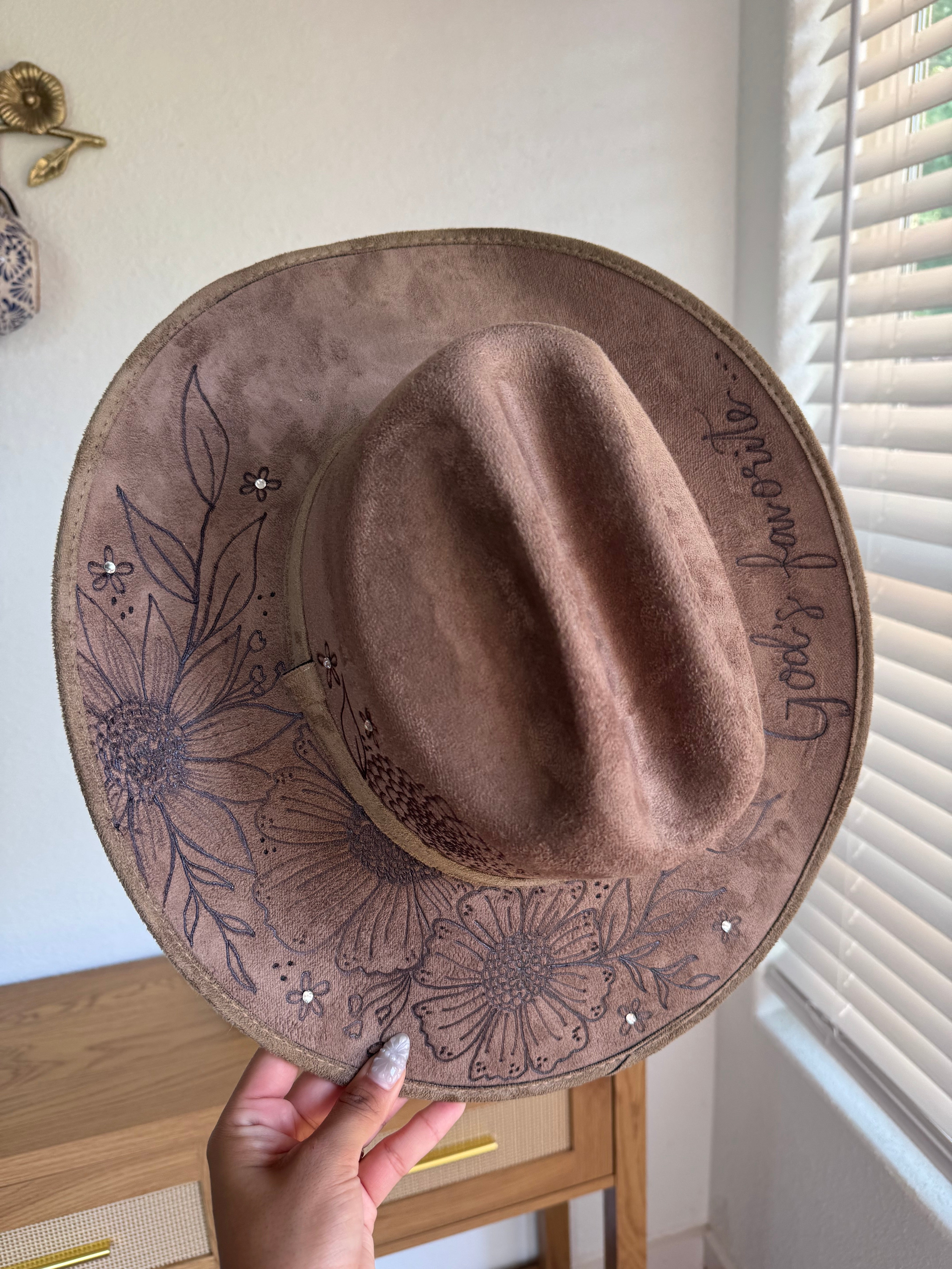 Large Vegan Suede Cowgirl Hat- Gods Favorite