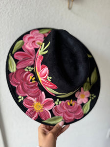 Medíum Black Floral Fedora