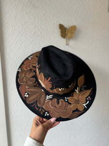 Medium Black Brown Floral Fedora