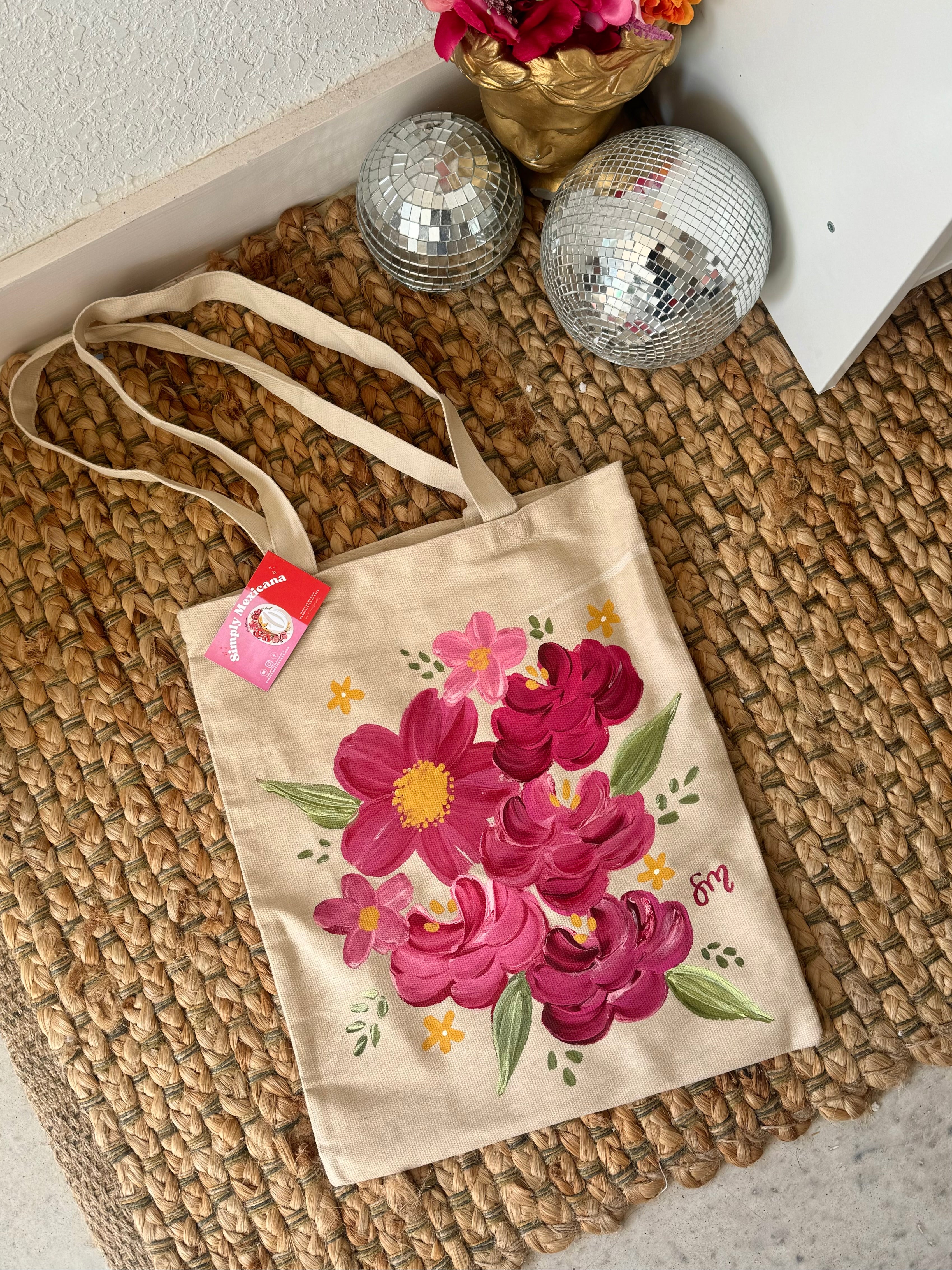 Spring Florals Painted Tote Bag