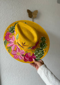 Medíum Mustard Floral Fedora