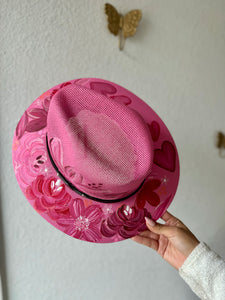 Medum Pink Straw Hat Explorer Style