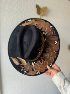 Medium Black Brown Floral Fedora