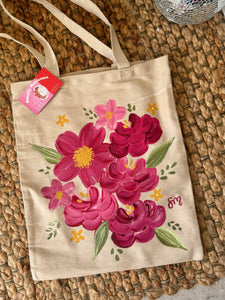 Spring Florals Painted Tote Bag