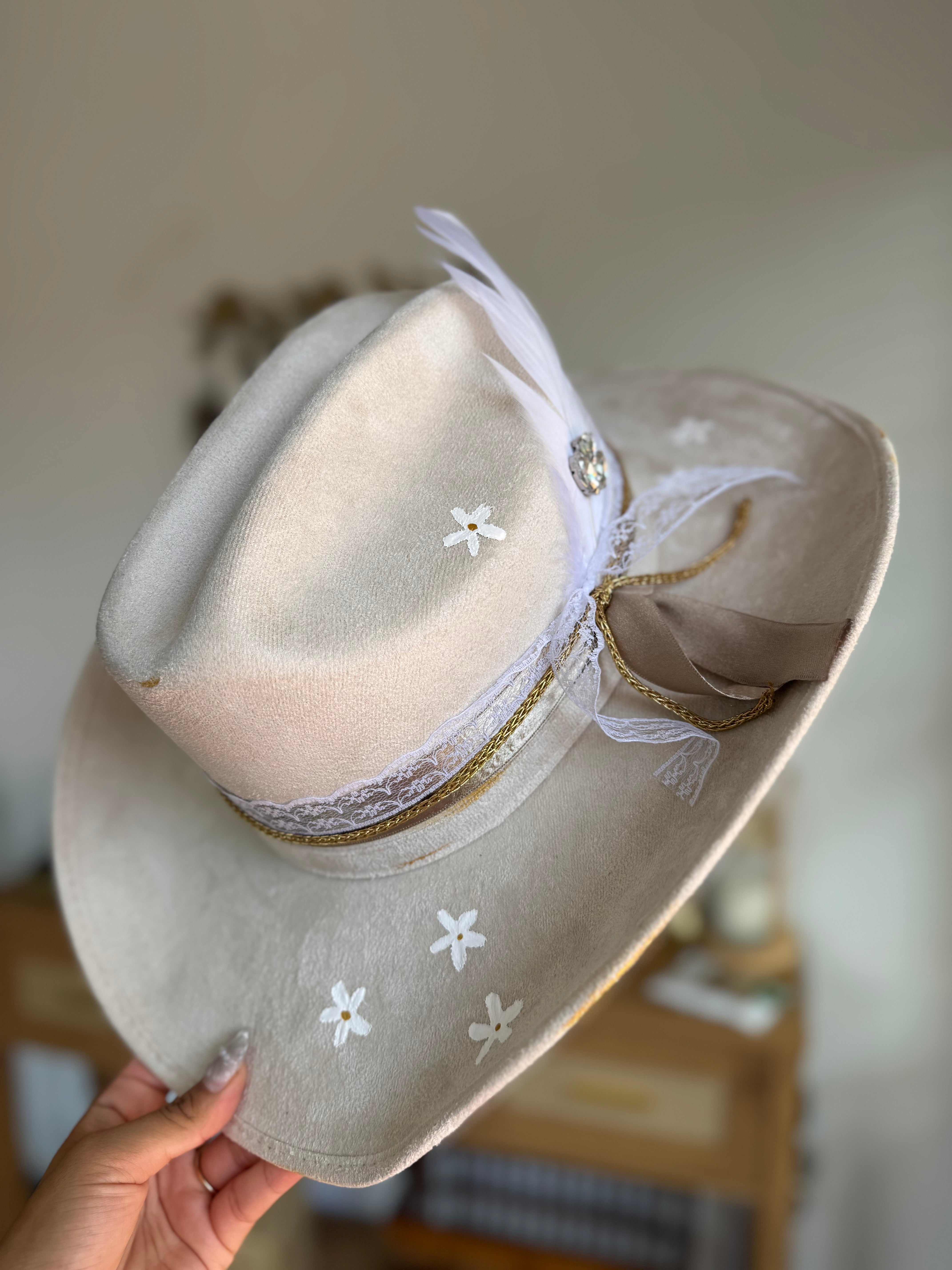 Large Vegan Suede Cowgirl Hat- Simply Bridal
