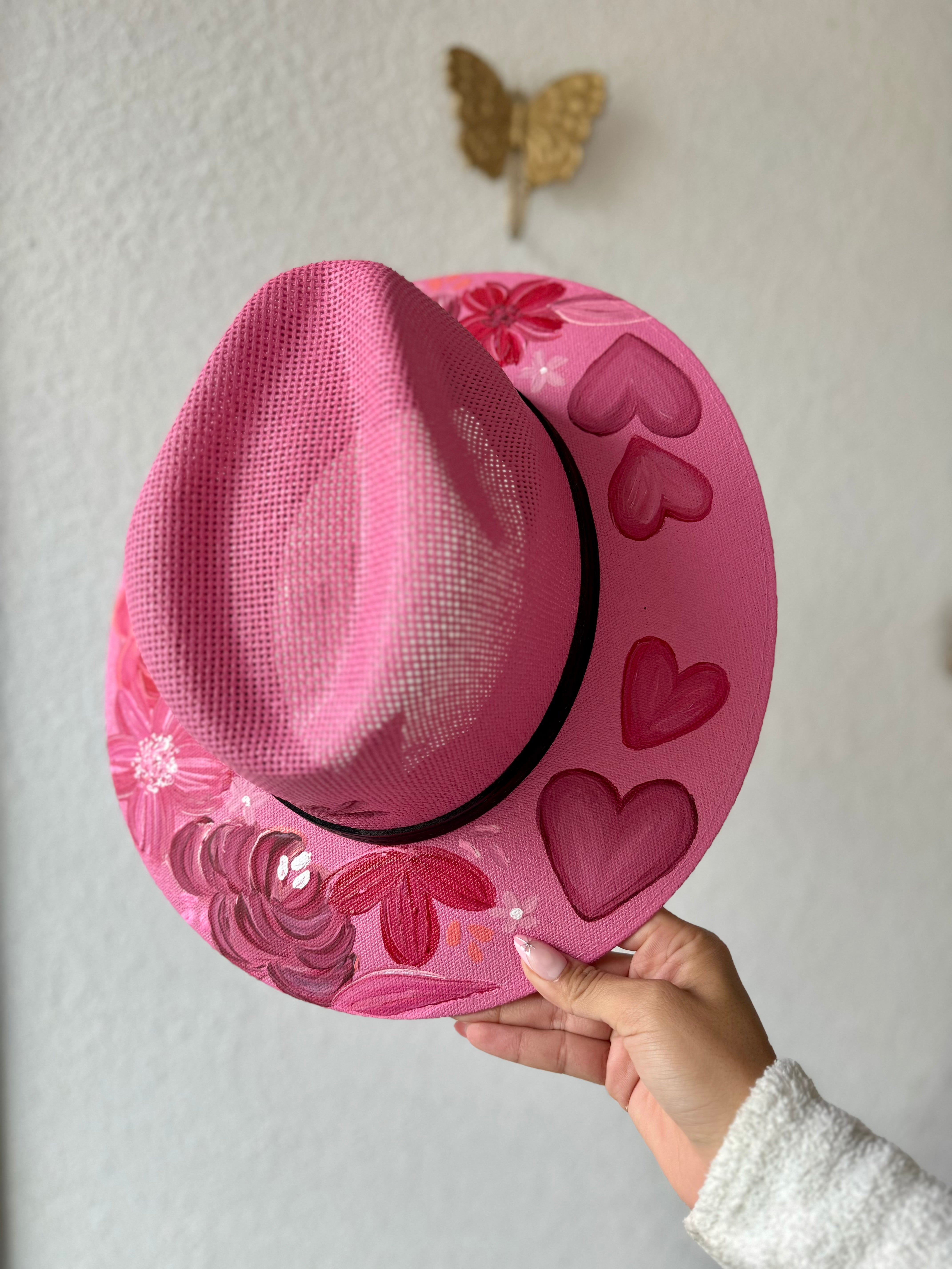 Medum Pink Straw Hat Explorer Style