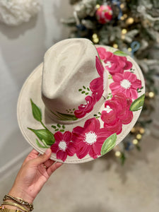 Medium White Hand Painted Fedora