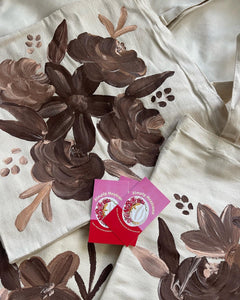 Brown Flores Painted Tote Bag